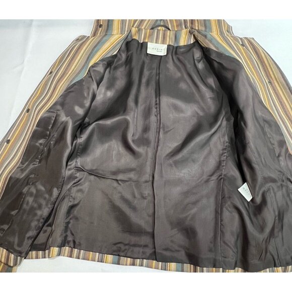 Akris Punto Womens Jacket Blazer Sz 10 Wool Snap Button Up Striped Multicolor - Picture 12 of 16